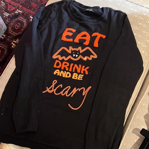 Eat, Drink and be Scary Halloween sweater sz L - never worn - Picture 3 of 4